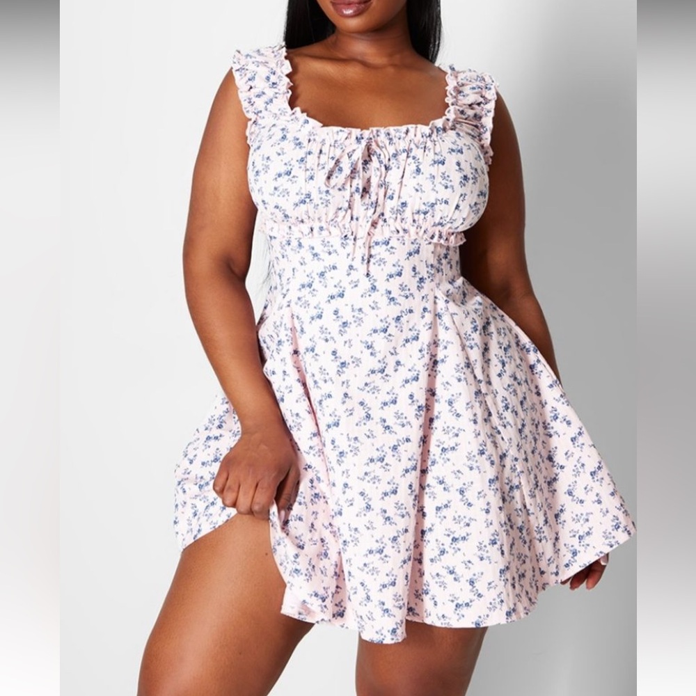 PrettyLittleThing Blue Floral Mini Dress